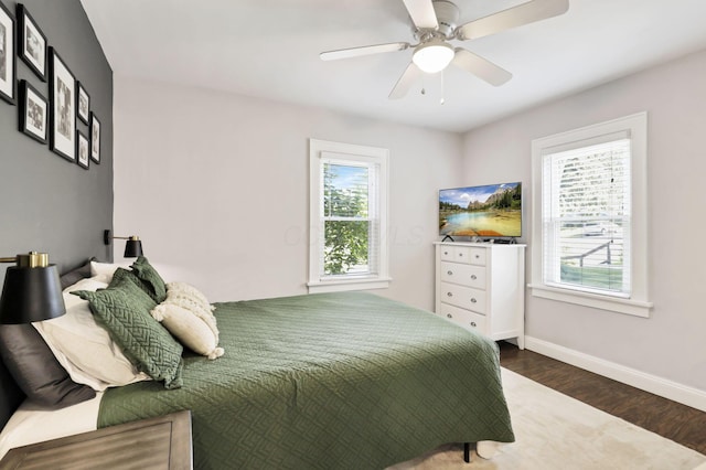718 Harding Ave, Lancaster, OH 43130 - bedroom featuring multiple windows, wood finished floors, and ceiling fan