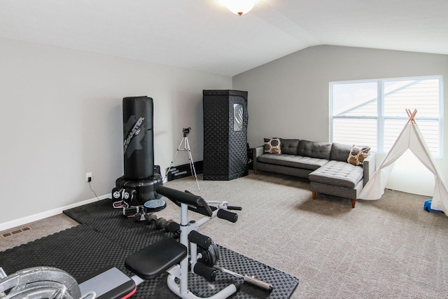 9146 Pennington Way, Blacklick, OH 43004 - workout area with vaulted ceiling and carpet