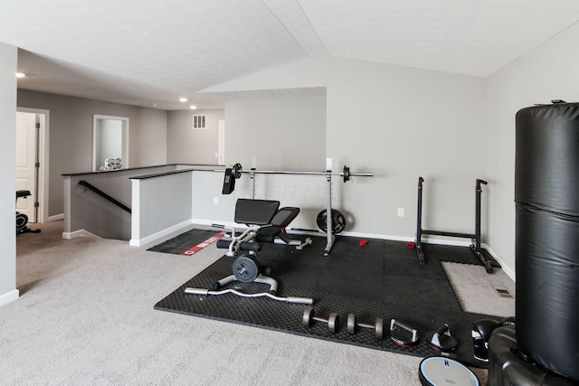 9146 Pennington Way, Blacklick, OH 43004 - workout room with vaulted ceiling, recessed lighting, and carpet floors