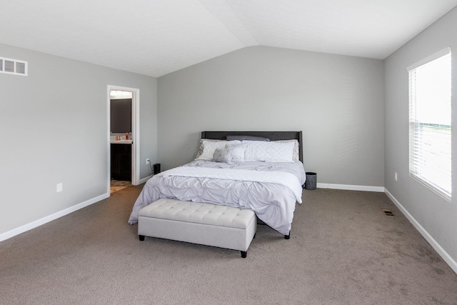9146 Pennington Way, Blacklick, OH 43004 - bedroom with carpet, lofted ceiling, and ensuite bathroom