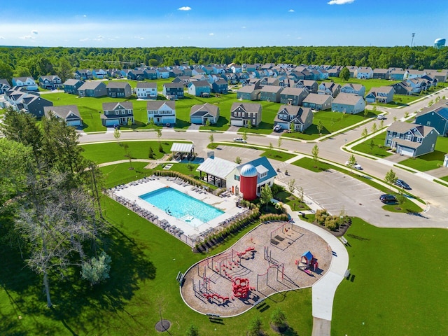 9146 Pennington Way, Blacklick, OH 43004 - aerial perspective of suburban area with a pool area