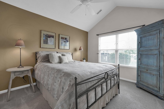 4188 Stoneworks Pl, New Albany, OH 43054 - bedroom with light carpet, vaulted ceiling, and ceiling fan