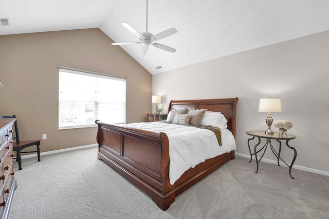 4188 Stoneworks Pl, New Albany, OH 43054 - bedroom with lofted ceiling, light colored carpet, and a ceiling fan