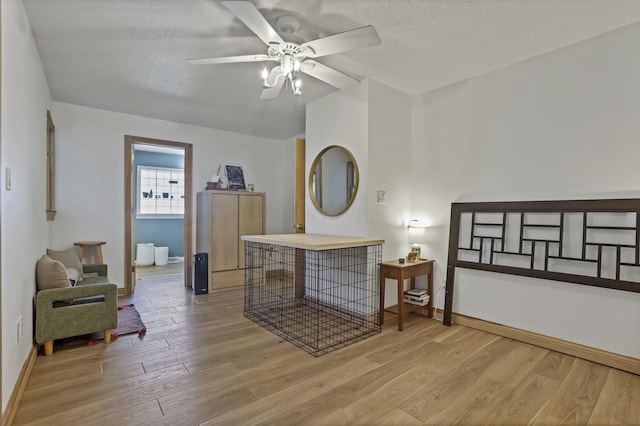 11620 Highland Park, Logan, OH 43138 - living area with wood finished floors, ceiling fan, and a textured ceiling