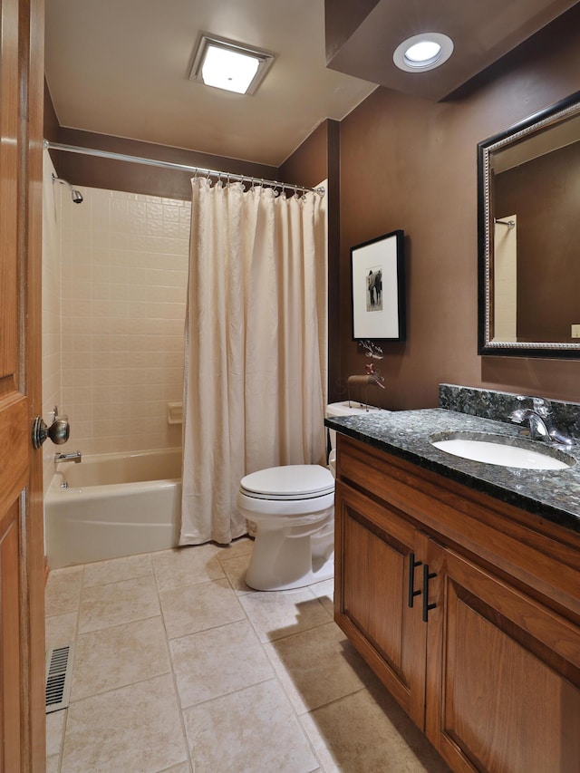 5720 Loch Maree Ct, Dublin, OH 43017 - bathroom featuring vanity, tile patterned flooring, and shower / bath combo