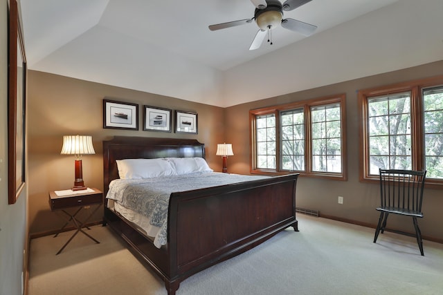 5720 Loch Maree Ct, Dublin, OH 43017 - bedroom featuring light carpet, a ceiling fan, and lofted ceiling