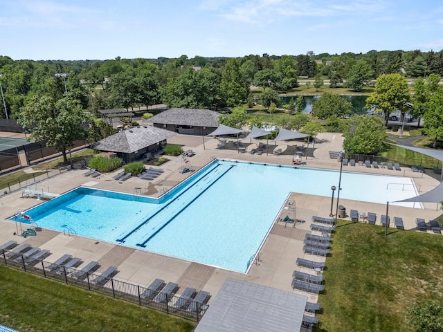 5720 Loch Maree Ct, Dublin, OH 43017 - community pool with a water view and a patio