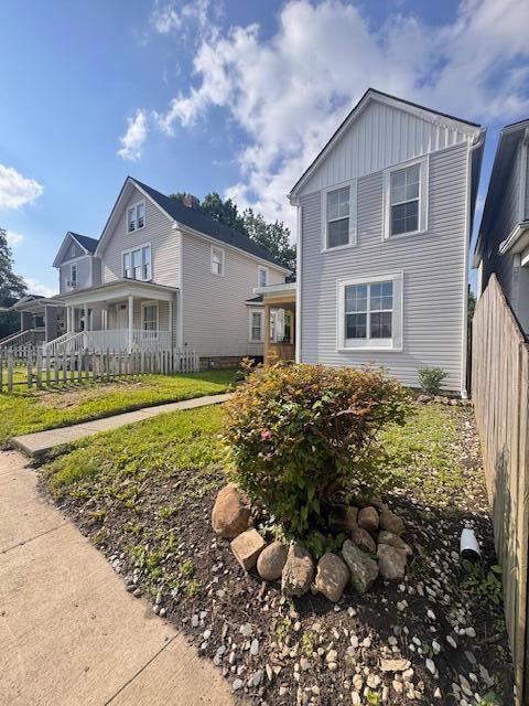 689 Reinhard Ave, Columbus, OH 43206 - view of front of house with board and batten siding