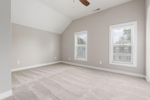 310 S Ogden Ave, Columbus, OH 43204 - additional living space with light colored carpet, lofted ceiling, and ceiling fan
