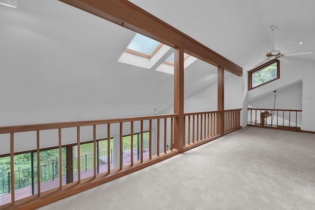 71 Denison Dr, Granville, OH 43023 - corridor with a skylight, lofted ceiling, and carpet floors