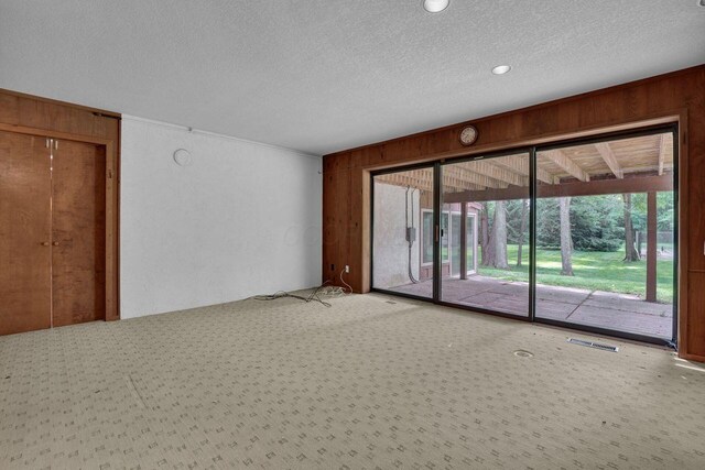 71 Denison Dr, Granville, OH 43023 - carpeted spare room with wooden walls and a textured ceiling