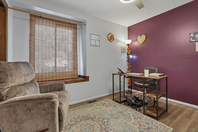 389 Fenway Rd Unit B, Columbus, OH 43214 - office area with a ceiling fan and wood finished floors