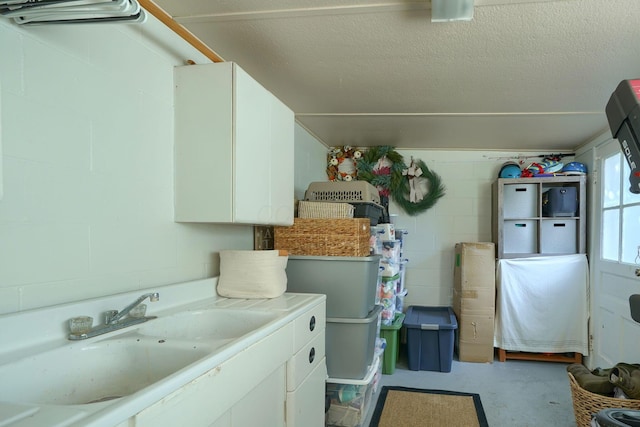 162 Watt St, Circleville, OH 43113 - washroom with concrete block wall and cabinet space
