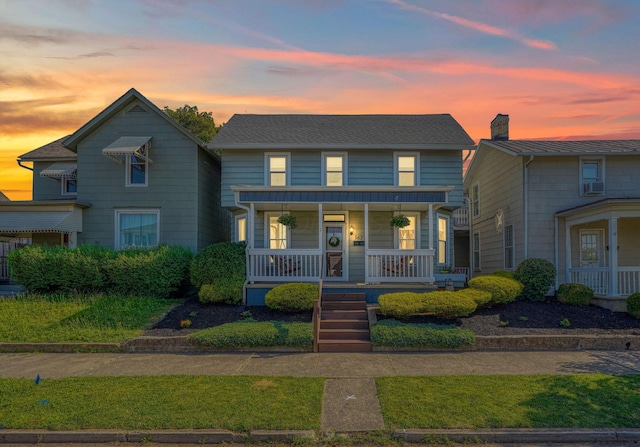 162 Watt St, Circleville, OH 43113 - view of front of property with covered porch and a chimney