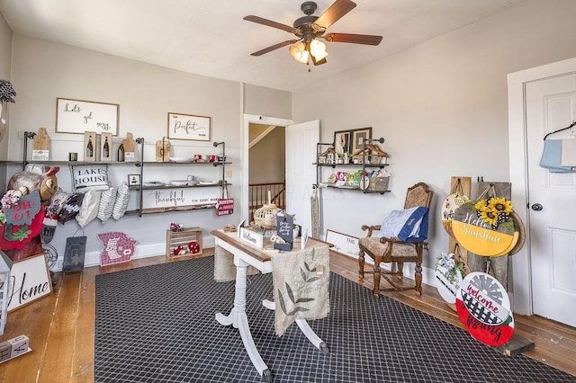 100 E Ohio Ave, Mount Vernon, OH 43050 - home office with wood finished floors and a ceiling fan