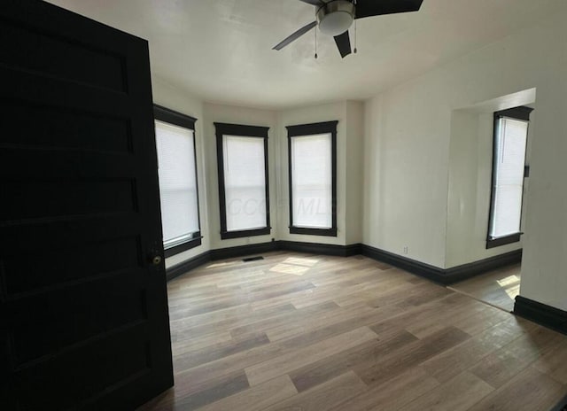 51 E N St, Newark, OH 43055 - spare room featuring healthy amount of natural light, wood finished floors, and a ceiling fan