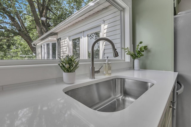 1080 Coonpath Rd NW, Lancaster, OH 43130 - kitchen view of light countertops and freestanding refrigerator
