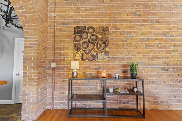 51 W Blenkner St Unit 306, Columbus, OH 43215 - detailed view of brick wall and wood finished floors