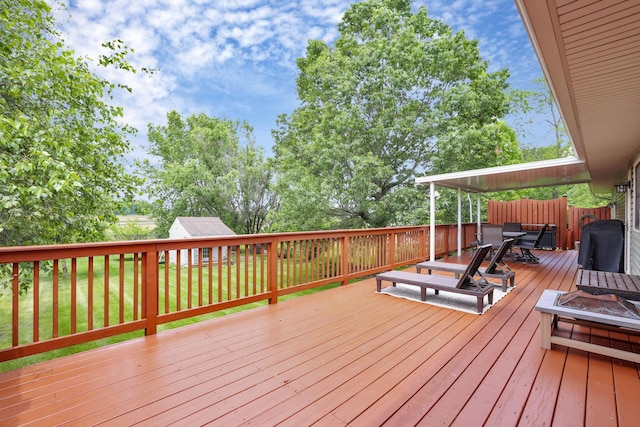 748 Forward Pass Rd SW, Pataskala, OH 43062 - wooden terrace featuring outdoor dining space and an outdoor fire pit