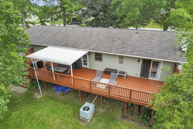 748 Forward Pass Rd SW, Pataskala, OH 43062 - rear view of property with roof with shingles, a deck, an outdoor living space, and a yard
