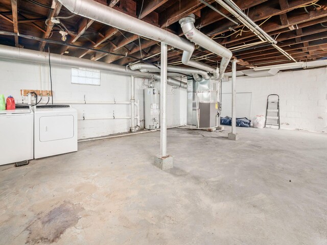 211 E Jenkins Ave, Columbus, OH 43207 - below grade area with water heater, washing machine and dryer, and heating unit
