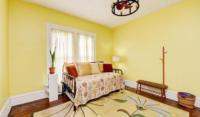 1447 Fair Ave, Columbus, OH 43205 - bedroom featuring wood finished floors and a chandelier