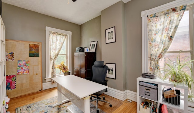 1447 Fair Ave, Columbus, OH 43205 - office area featuring light wood finished floors and ceiling fan