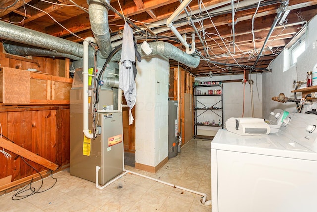 2580 Audubon Rd, Columbus, OH 43211 - below grade area with separate washer and dryer, heating unit, and gas water heater