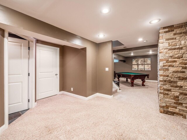 7635 Overland Trl, Delaware, OH 43015 - playroom featuring carpet floors, pool table, and recessed lighting