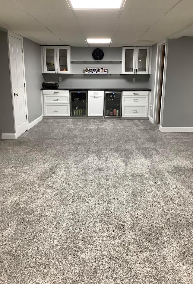 374 Chatham Rd, Circleville, OH 43113 - indoor dry bar with wine cooler, a drop ceiling, and carpet flooring