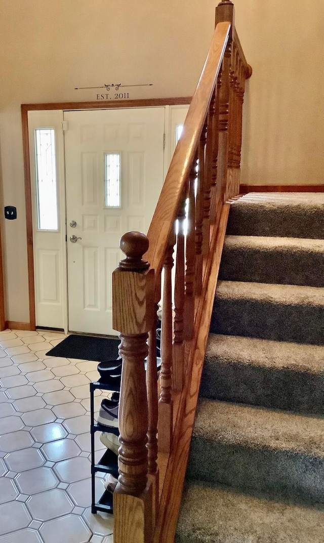 374 Chatham Rd, Circleville, OH 43113 - foyer entrance featuring stairway and light tile patterned floors