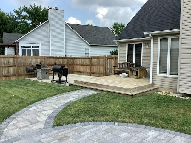 374 Chatham Rd, Circleville, OH 43113 - view of yard featuring a wooden deck and a patio area