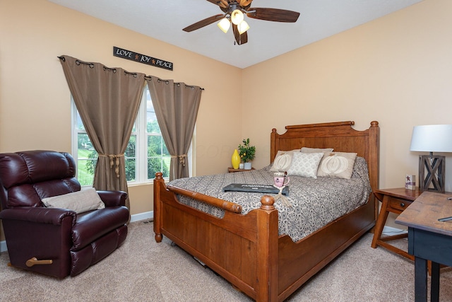 5582 Hayesville Rd, Circleville, OH 43113 - bedroom with light colored carpet and ceiling fan
