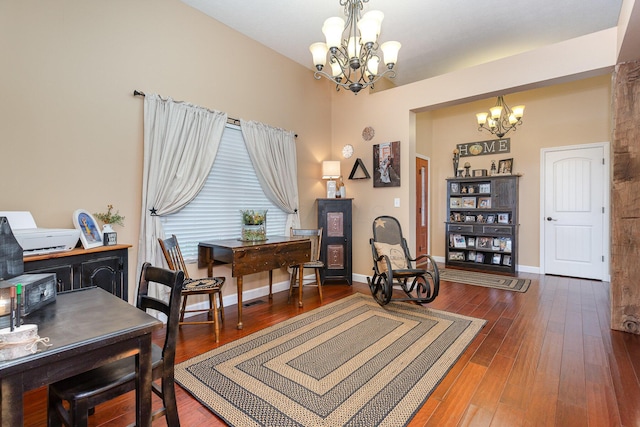 5582 Hayesville Rd, Circleville, OH 43113 - office with a chandelier and wood-type flooring