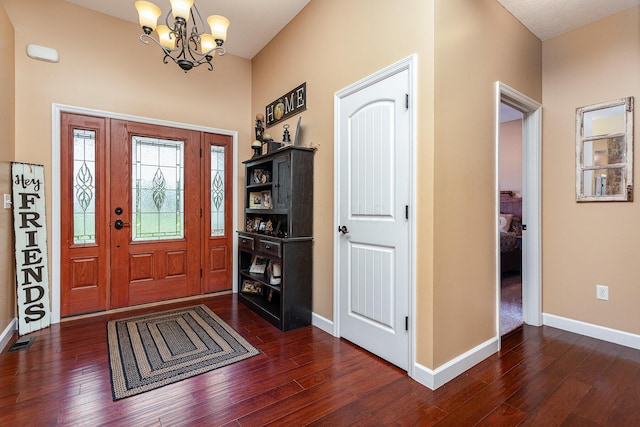 5582 Hayesville Rd, Circleville, OH 43113 - foyer with a chandelier and dark wood finished floors