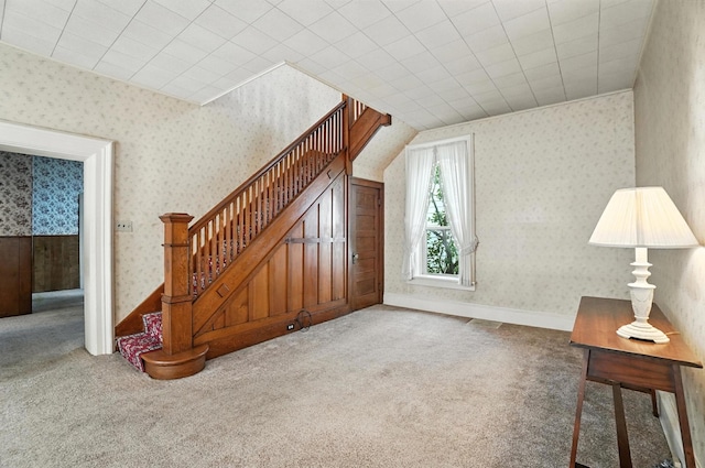 249 W Locust St, Newark, OH 43055 - bonus room featuring wallpapered walls, carpet flooring, and stairway