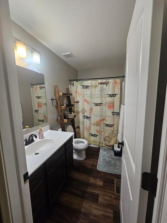 7520 Autumn Joy Ave, Canal Winchester, OH 43110 - bathroom with wood finished floors, vanity, a textured ceiling, and a shower with shower curtain