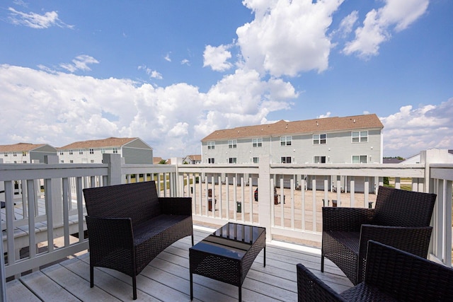 5738 Hayden Run Blvd, Dublin, OH 43016 - wooden deck featuring an outdoor hangout area and a residential view