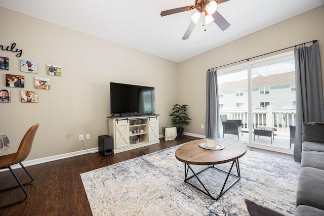 5738 Hayden Run Blvd, Dublin, OH 43016 - living area with wood finished floors and ceiling fan