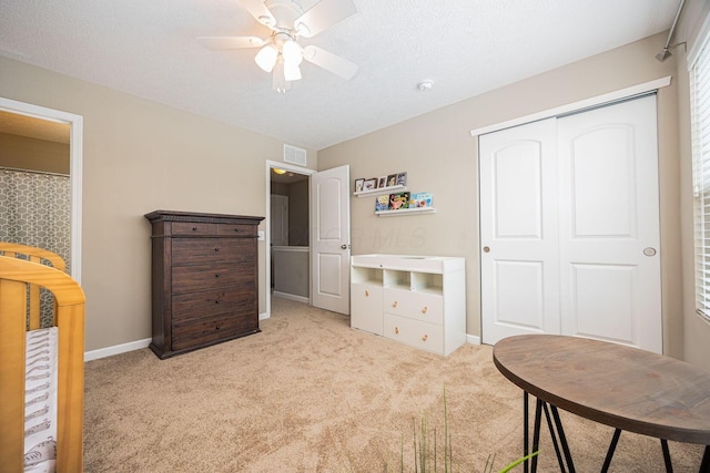 5738 Hayden Run Blvd, Dublin, OH 43016 - bedroom featuring carpet flooring, a closet, and a ceiling fan