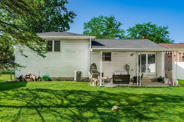 2630 Bella Via Ave, Columbus, OH 43231 - rear view of property featuring outdoor lounge area, a patio, entry steps, and a shingled roof