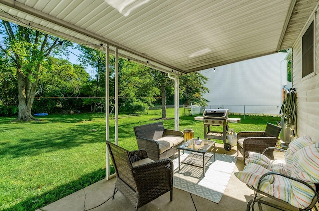 2630 Bella Via Ave, Columbus, OH 43231 - fenced backyard featuring grilling area, an outdoor living space, and a patio area