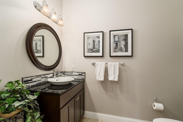 3873 Carters Corner Rd, Sunbury, OH 43074 - bathroom featuring vanity, tile patterned floors, and tasteful backsplash