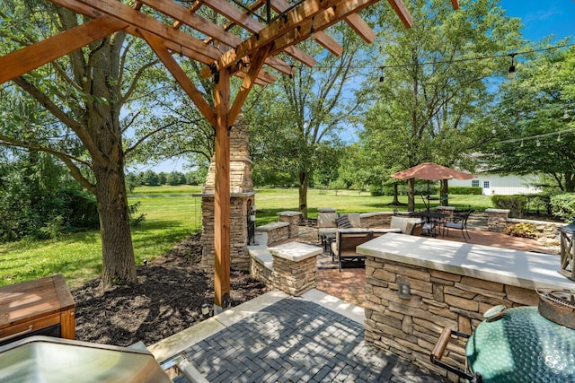 3873 Carters Corner Rd, Sunbury, OH 43074 - view of patio / terrace with a pergola and view of wooded area