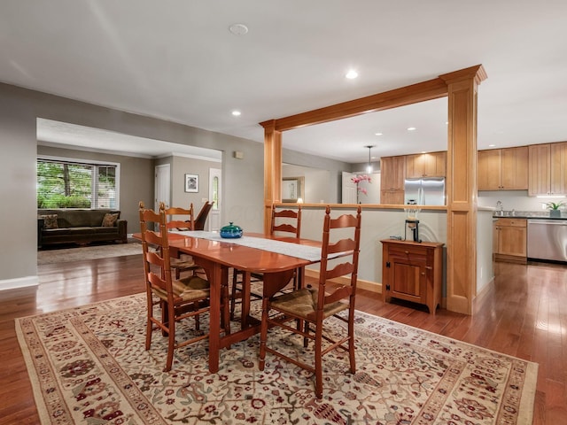 4656 Crompton Dr, Columbus, OH 43220 - dining room featuring wood finished floors and recessed lighting
