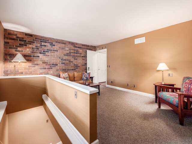 4656 Crompton Dr, Columbus, OH 43220 - office area featuring carpet flooring and brick wall