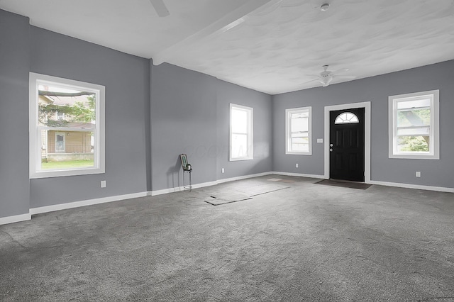 540 Park St, Marion, OH 43302 - entrance foyer with ceiling fan and dark colored carpet