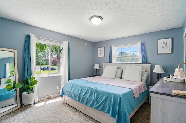 3722 Florian Dr, Columbus, OH 43219 - bedroom featuring multiple windows, carpet floors, and a textured ceiling