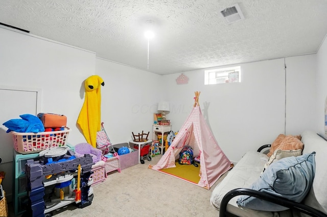 3722 Florian Dr, Columbus, OH 43219 - recreation room with a textured ceiling and carpet
