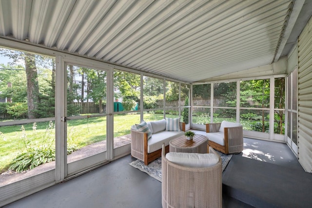 1295 Castleton Rd N, Columbus, OH 43220 - sunroom with lofted ceiling and an outdoor hangout area